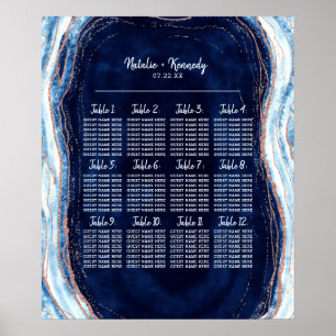 Poster Sapphire Blue Geode Mariage Table de siège graphiq