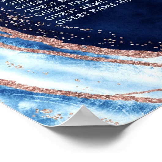 Poster Sapphire Blue Geode Mariage Table de siège graphiq (Coin)