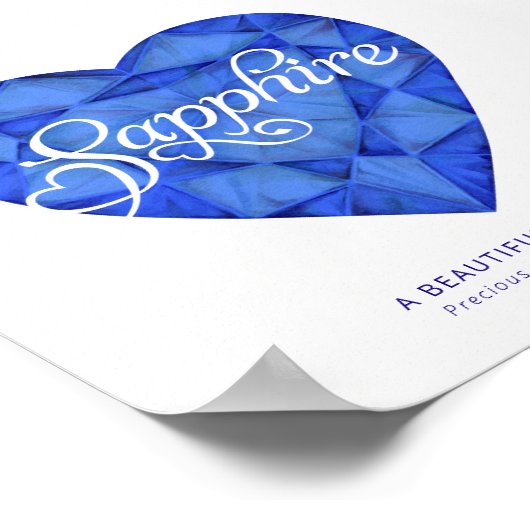 Poster Sapphire nom signifiant aquarelle coeur bleu gemme (Coin)
