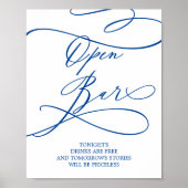 Poster Sapphire romantique Blue Calligraphie Open Bar Sig (Devant)
