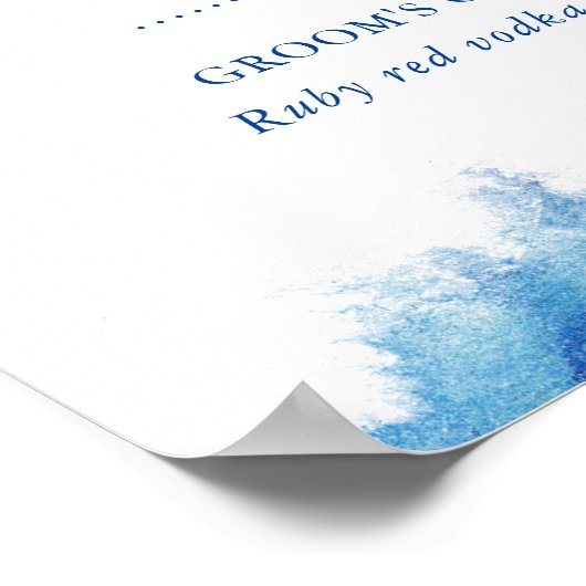 Poster Sapphire Tide Mariage Boire Menu Signer (Coin)