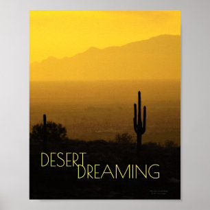 Poster Saquaro Cactus Arizona Coucher de soleil Ambre Jau