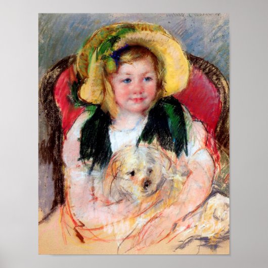 Poster Sara avec son chien, Cassatt (Devant)