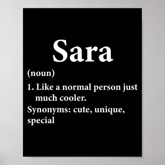 Poster Sara Name Definition Funny D  (Devant)