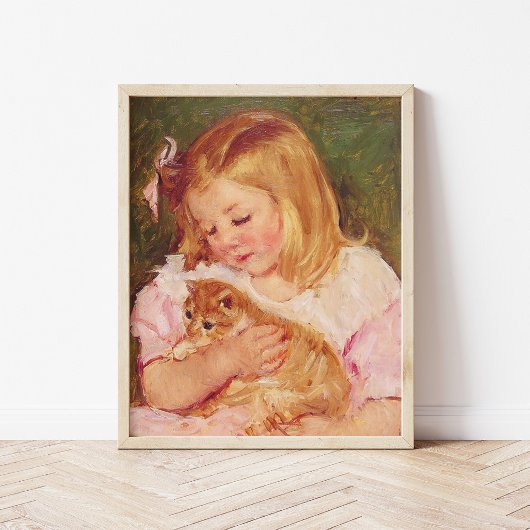 Poster Sara tient un chat | Mary Cassatt