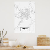Poster Saragosse, Espagne (noir sur blanc) (Cuisine)