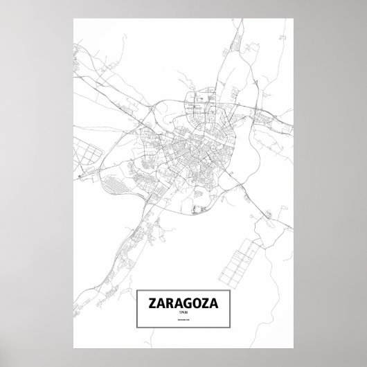 Poster Saragosse, Espagne (noir sur blanc) (Devant)