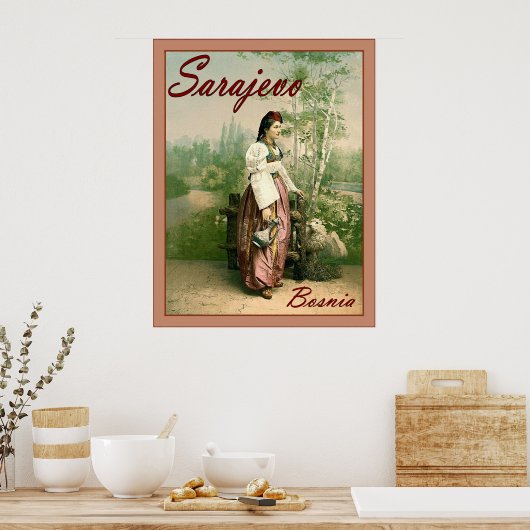 Poster Sarajevo ~ Bosnie ~ Vintage voyage Poser. (Cuisine)