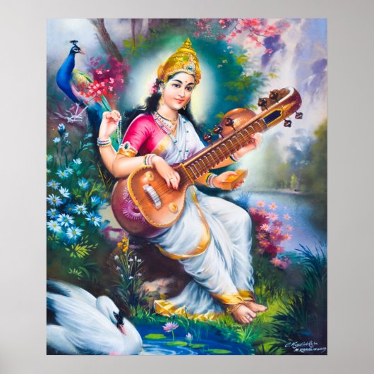 Poster Saraswati par M Ramalingam (Devant)