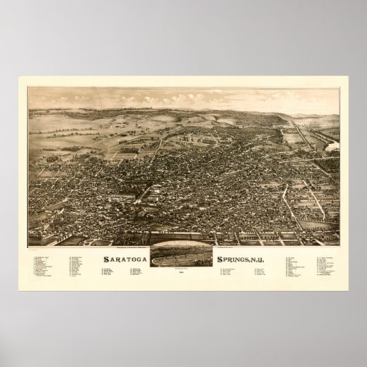 Poster Saratoga Springs, New York (1888) (Devant)