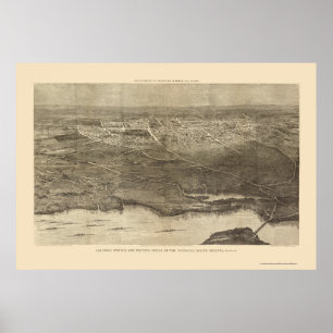 Poster Saratoga Springs, NY Carte panoramique - 1874