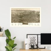 Poster Saratoga Springs, NY Carte panoramique - 1888 (Bureau à domicile)