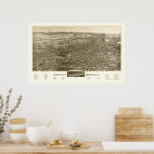 Poster Saratoga Springs, NY Carte panoramique - 1888 (Cuisine)