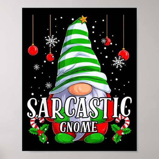 Poster Sarcastic Gnome Christmas Pajamas Matching Family (Devant)