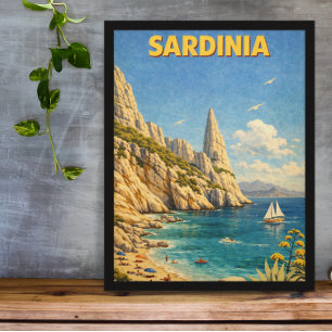 Poster Sardaigne vintage voyage Cala Goloritzé