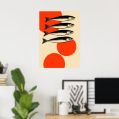 Poster Sardines avec cercles de soleil Abstraits (Bureau à domicile)