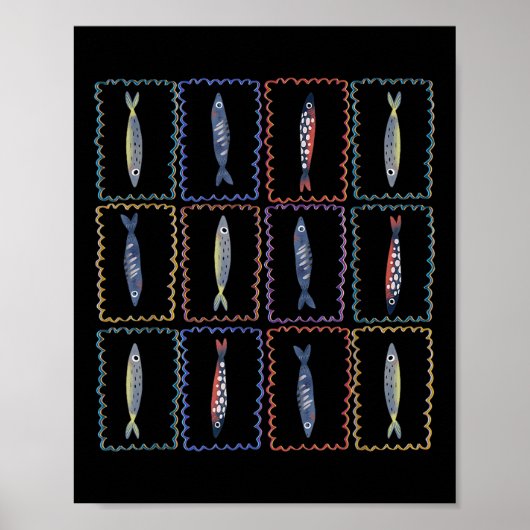 Poster Sardines Boîte de Poisson Tomate Fille Été Côtière (Devant)