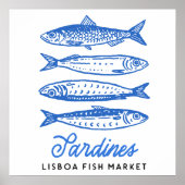Poster Sardines du marché de Lisboa dessinées à la main (Devant)
