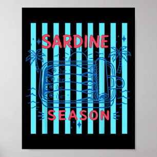 Poster Sardines Poisson en Conserve Graphique Rétro Été P