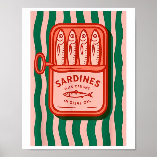 Poster Sardines Tinned Fish Retro Graphic Summer For Men  (Devant)