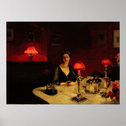 Poster Sargent - Le Verre De Porto, Table De Dîner En Nui (Devant)