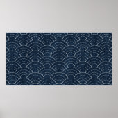 Poster Sashiko sans soudure motif de teinture indigo avec (Devant)