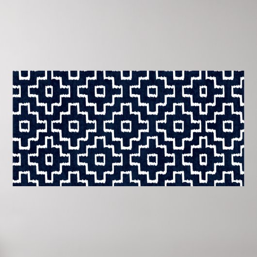 Poster Sashiko sans soudure motif de teinture indigo avec (Devant)