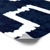 Poster Sashiko sans soudure motif de teinture indigo avec (Coin)