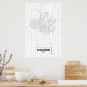 Poster Saskatoon (Saskatchewan) (noir sur blanc) (Cuisine)