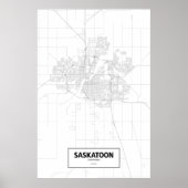 Poster Saskatoon (Saskatchewan) (noir sur blanc) (Devant)