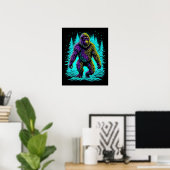 Poster Sasquatch Bigfoot en Turquoise et noir (Bureau à domicile)