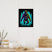 Poster Sasquatch Bigfoot en Turquoise et noir (Cuisine)