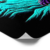 Poster Sasquatch Bigfoot en Turquoise et noir (Coin)