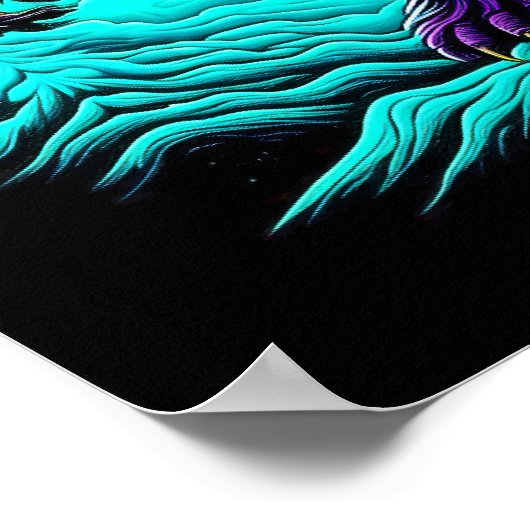 Poster Sasquatch Bigfoot en Turquoise et noir (Coin)