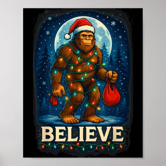 Poster Sasquatch Christmas Lights Holiday Believe  (Devant)