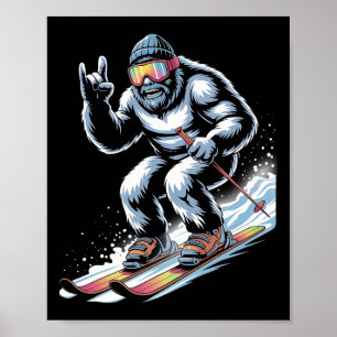Poster Sasquatch de ski drôle sport d'hiver skieur snowbo