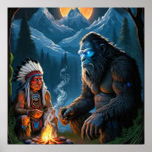 Poster Sasquatch et Chef Forêt au Clair de Lune Rassemblé (Devant)