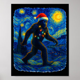 Poster Sasquatch Noël Bigfoot Chapeau de Père Noël Van Go