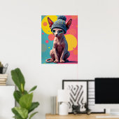 Poster Sass-phinx : Le chat de mode pop-art ultime (Bureau à domicile)