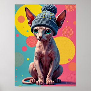 Poster Sass-phinx : Le chat de mode pop-art ultime