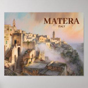 Poster Sassi di Matera Italie personnalisé Aquarelle