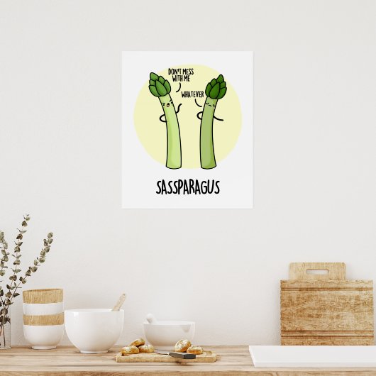 Poster Sassparagus Funny Asparagus Vegetable Pun (Cuisine)