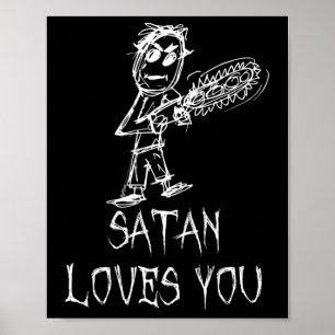 Poster Satan vous aime Halloween Costume Mot Design