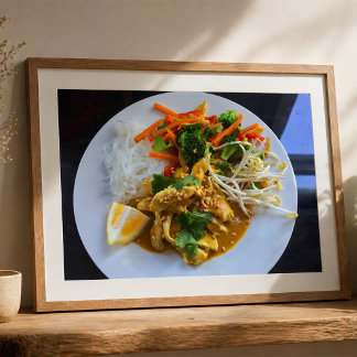 Poster Satay de poulet thaï avec légumes et riz