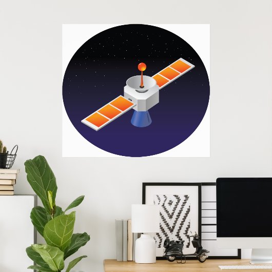 Poster Satellite dans l'espace (Bureau à domicile)