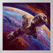Poster Satellite exotique - Style d'illustration Space Te (Devant)