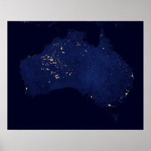 Poster Satellite Les Lumières Nocturnes De L'Australie.