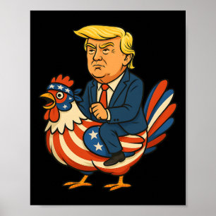 Poster Satire sur le jockey de poulet Trump - Humo politi