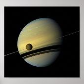 Poster Saturn & Titan Cassini Photo spatiale (Devant)