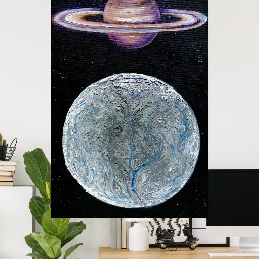 Poster Saturne et Encelade (Bureau à domicile)